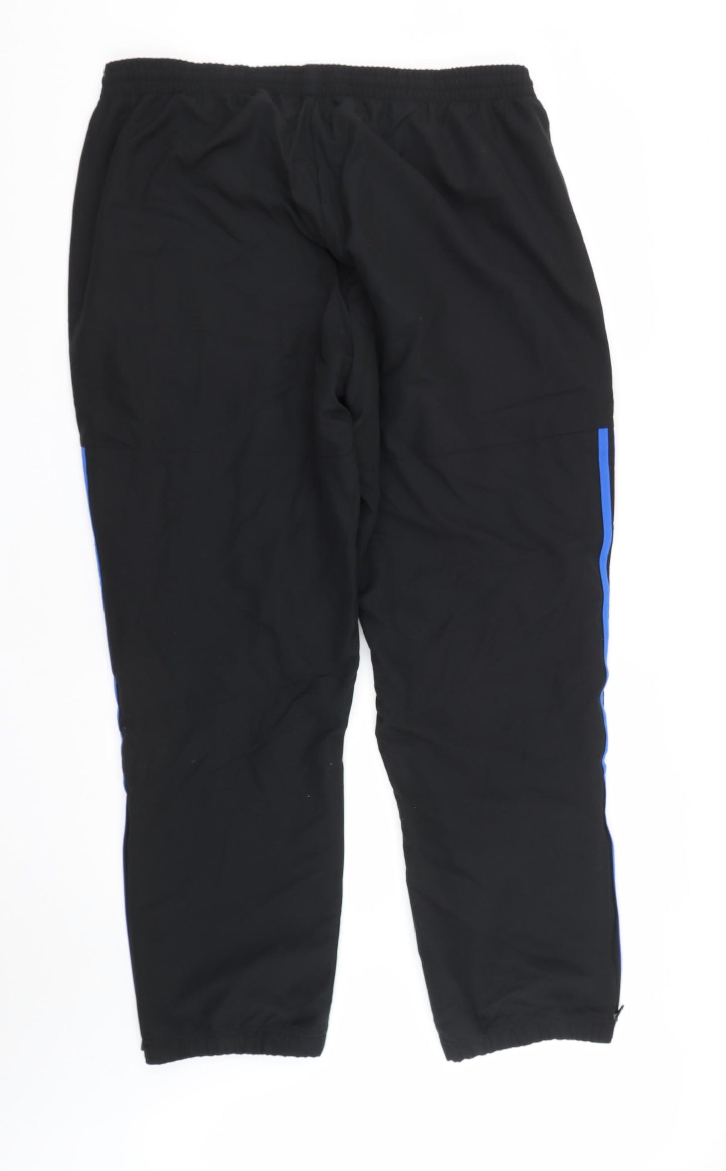 adidas Mens Black Striped Polyester Jogger Trousers Size XL L29 in Regular Drawstring