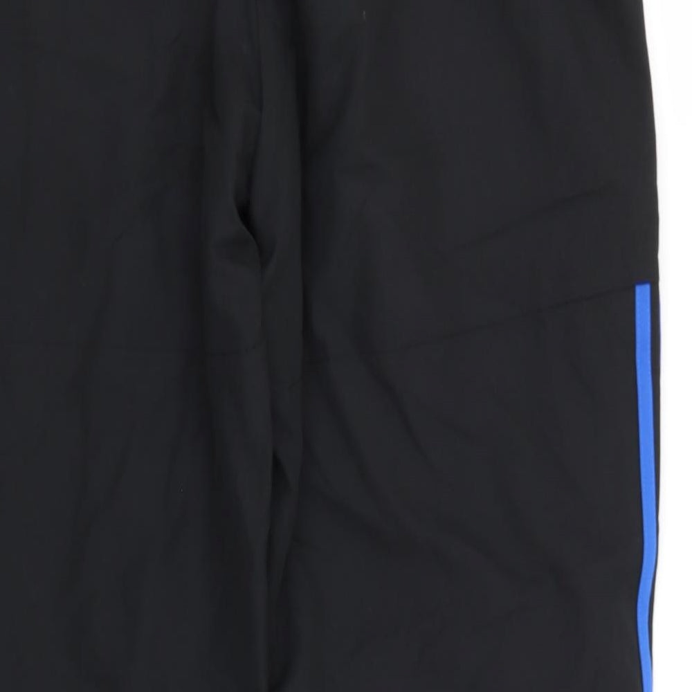 adidas Mens Black Striped Polyester Jogger Trousers Size XL L29 in Regular Drawstring