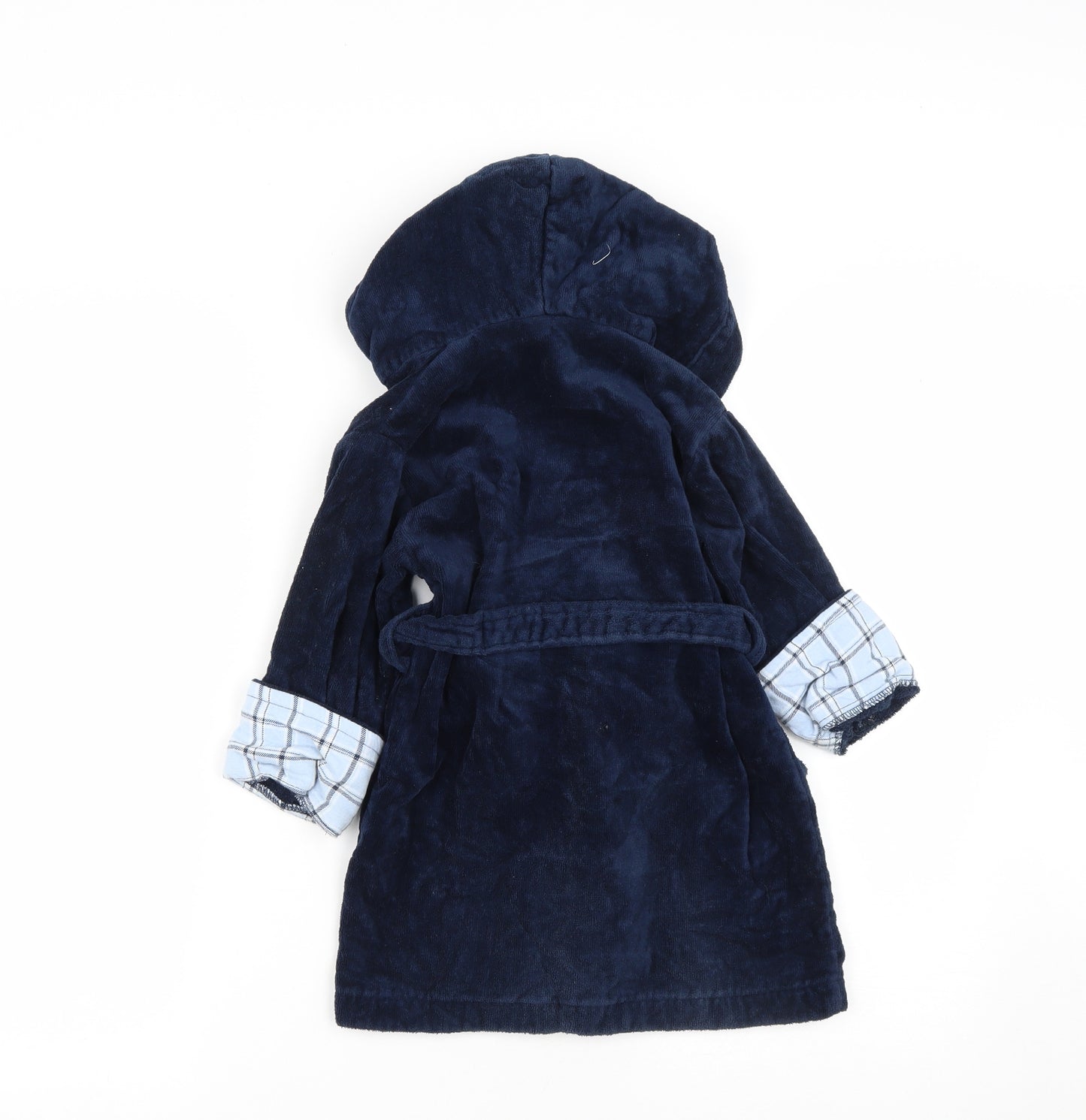 MINIMODE Boys Blue Solid Cotton  Gown Size 2 Years  Button