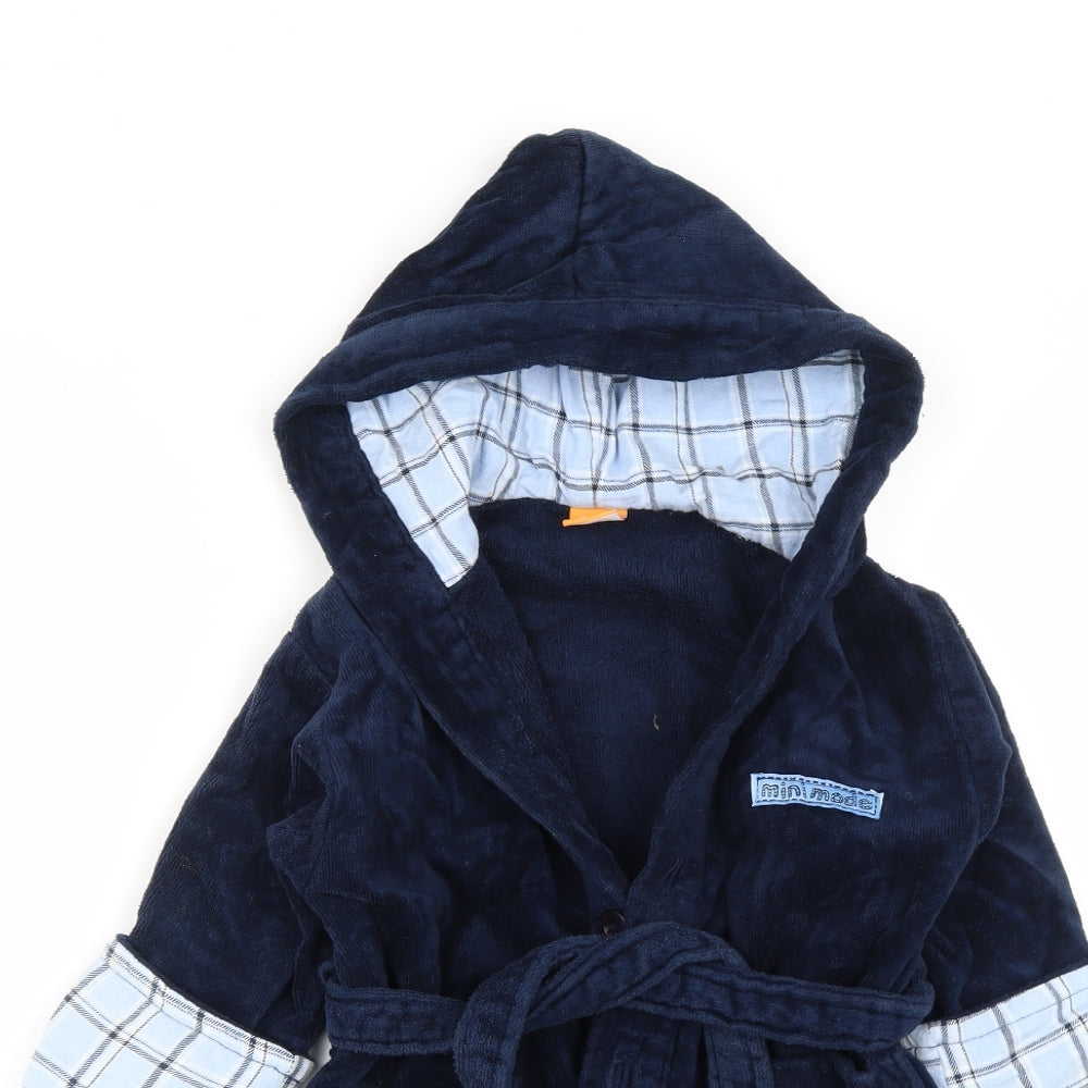 MINIMODE Boys Blue Solid Cotton  Gown Size 2 Years  Button