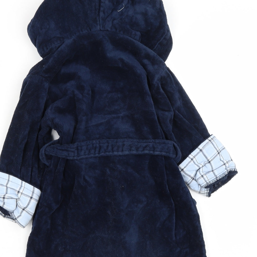 MINIMODE Boys Blue Solid Cotton  Gown Size 2 Years  Button