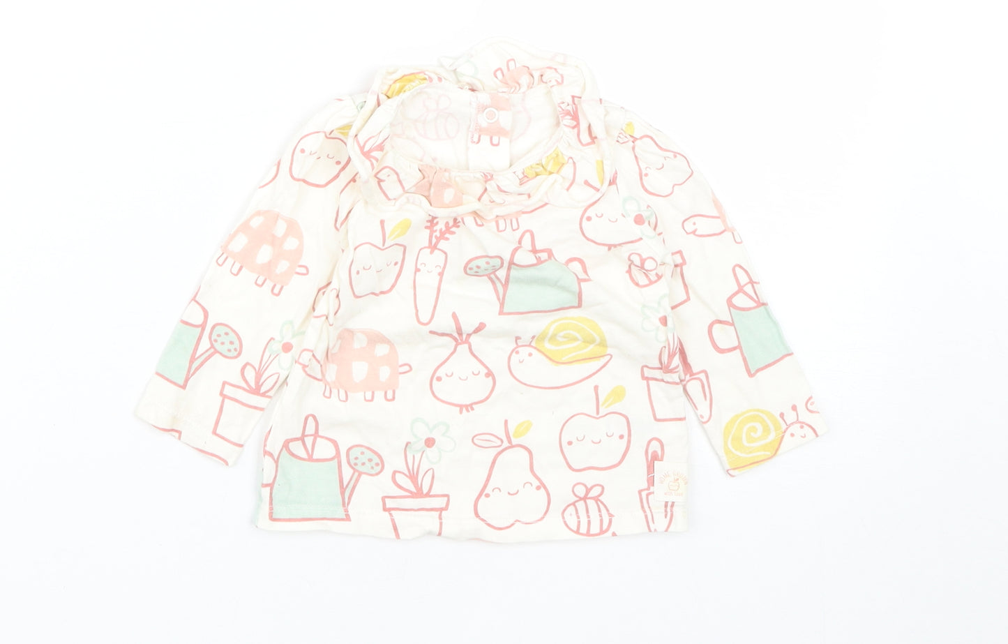 George Girls White  Cotton Basic Casual Size 9-12 Months Round Neck Snap - Home Grown With Love
