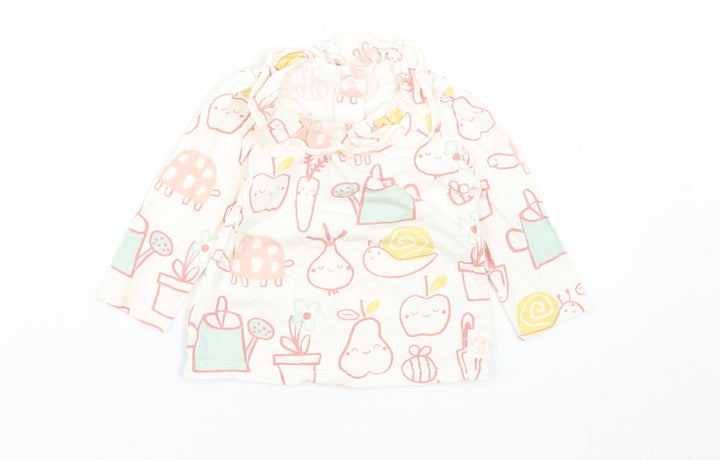 George Girls White  Cotton Basic Casual Size 9-12 Months Round Neck Snap - Home Grown With Love
