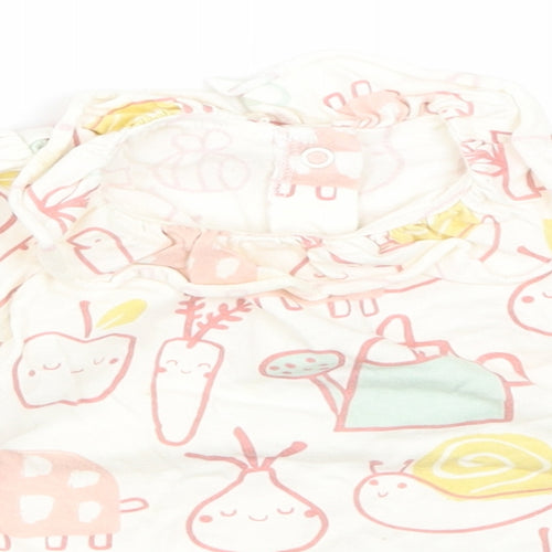 George Girls White  Cotton Basic Casual Size 9-12 Months Round Neck Snap - Home Grown With Love