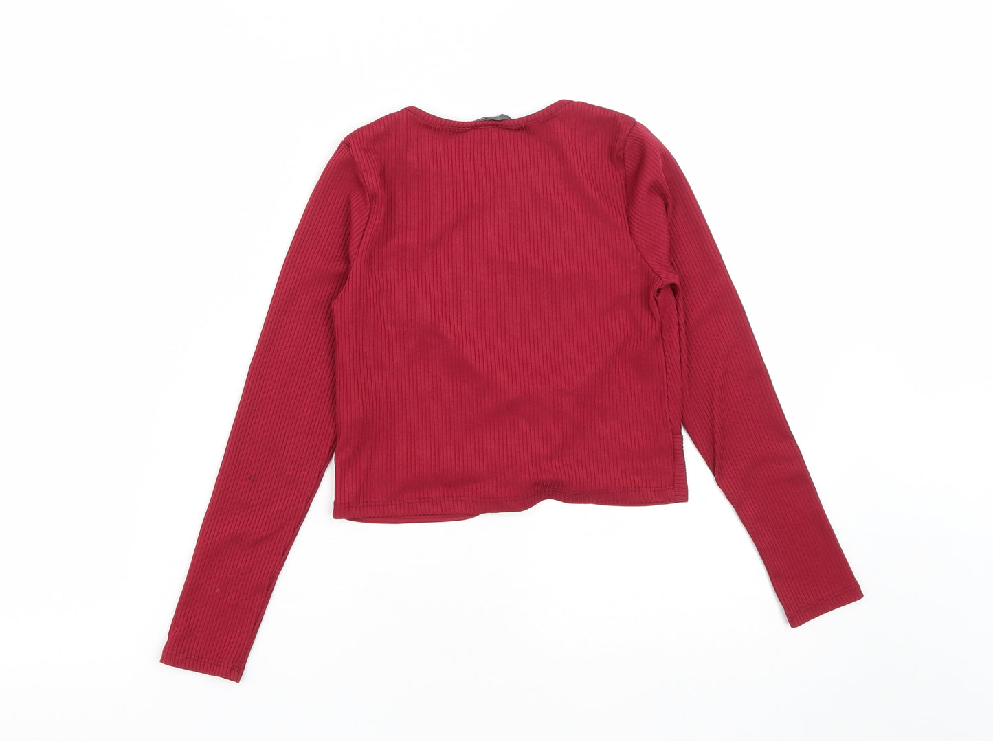 Primark Girls Red  Polyester Cropped T-Shirt Size 10-11 Years Round Neck