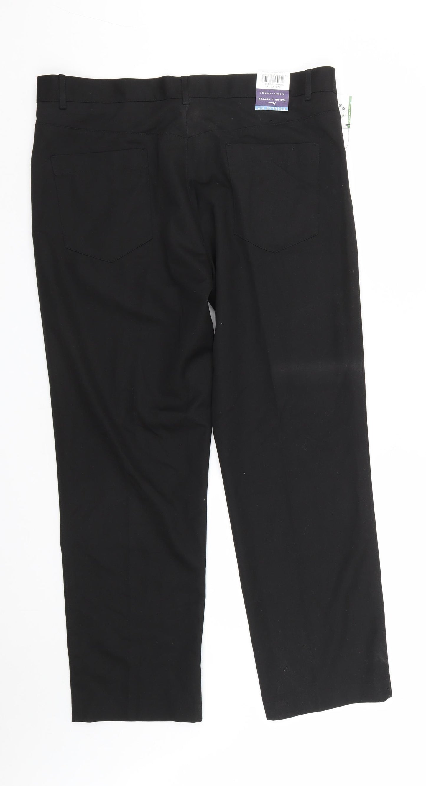 George Mens Black  Polyester Trousers  Size 36 in L29 in Regular Zip