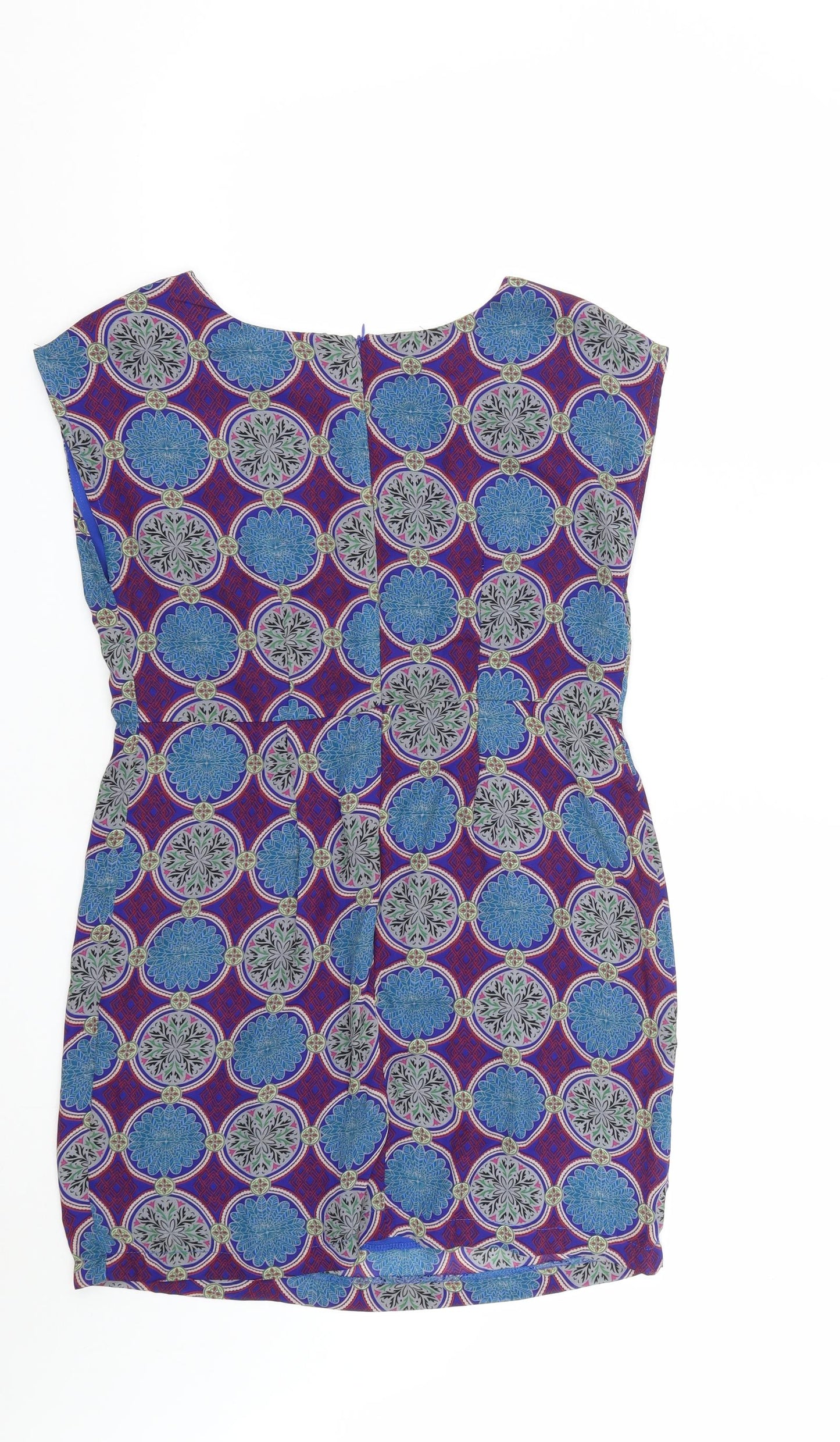 Jasmine London Womens Multicoloured Geometric Polyester A-Line  Size 14  Round Neck Zip