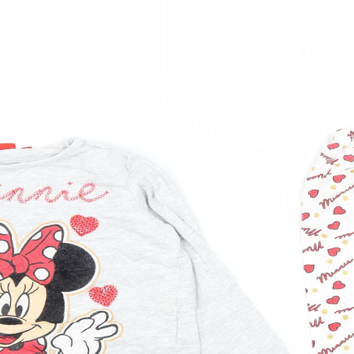Primark Girls Multicoloured Geometric Cotton Top Pyjama Set Size 3-4 Years   - Minnie Mouse