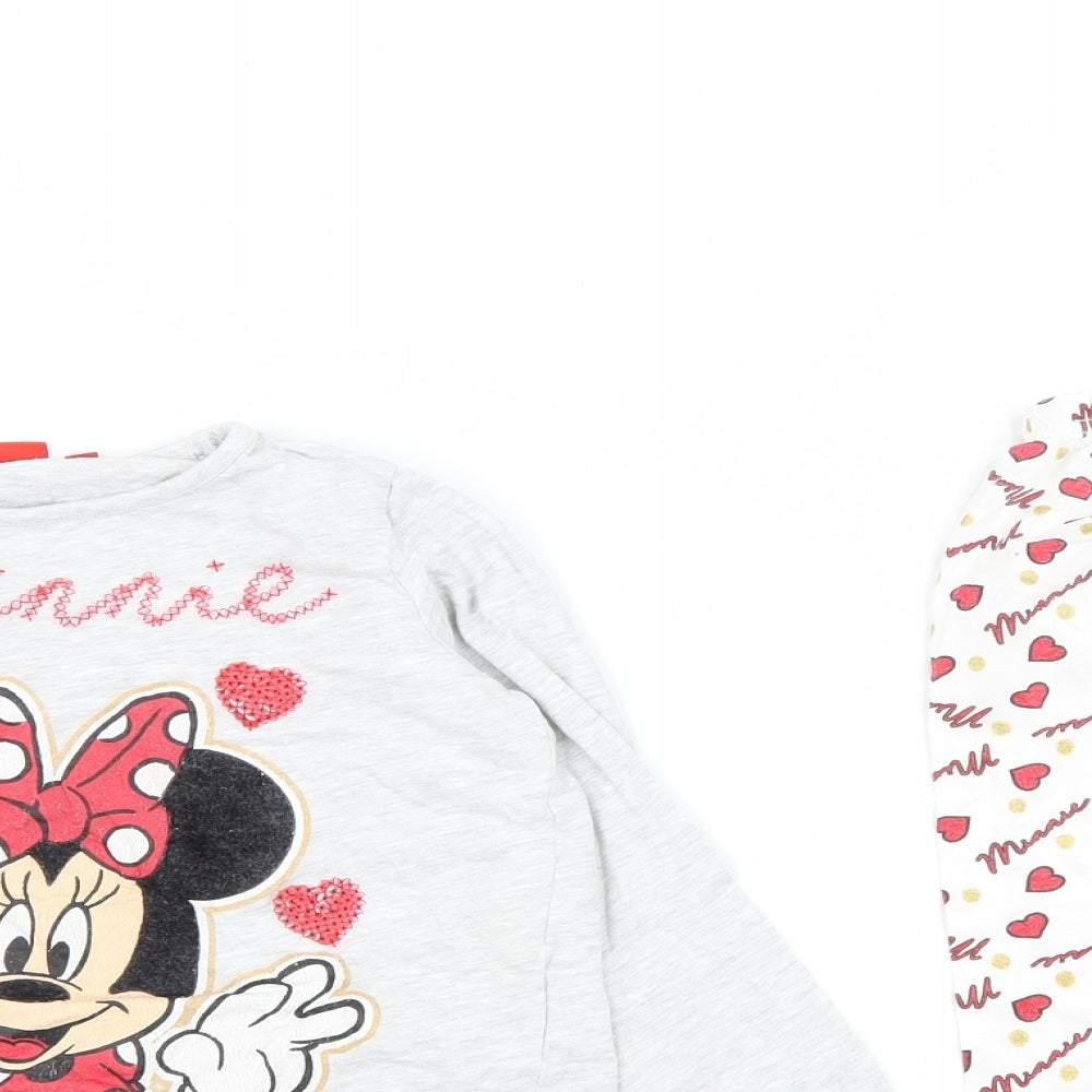 Primark Girls Multicoloured Geometric Cotton Top Pyjama Set Size 3-4 Years   - Minnie Mouse
