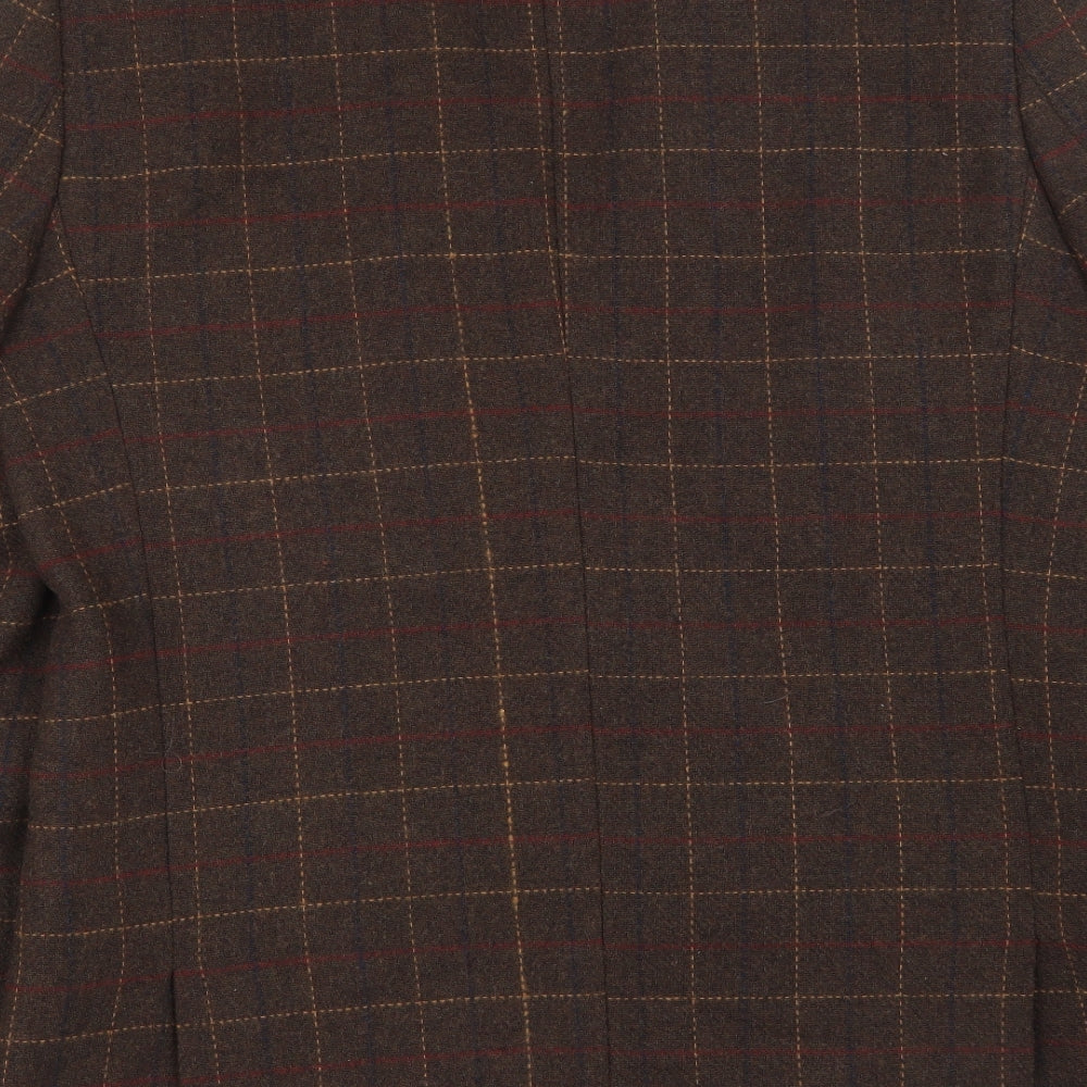 Harvey&Jones Mens Brown Plaid Polyester Jacket Blazer Size 42