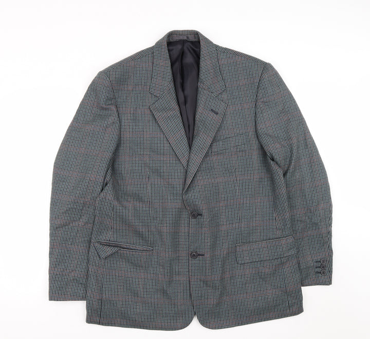 Debenhams Mens Grey Plaid Wool Jacket Suit Jacket Size 42