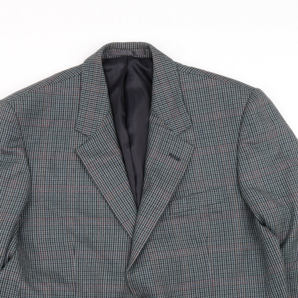 Debenhams Mens Grey Plaid Wool Jacket Suit Jacket Size 42