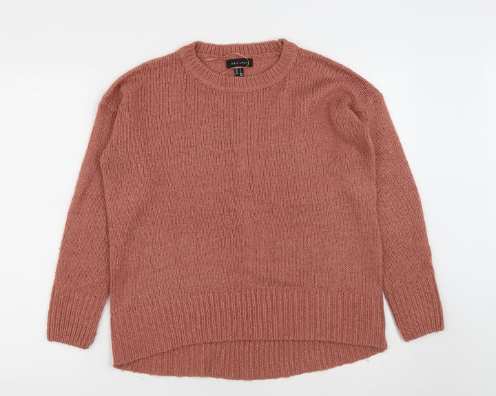 New Look Womens Pink Round Neck  Acrylic Pullover Jumper Size S