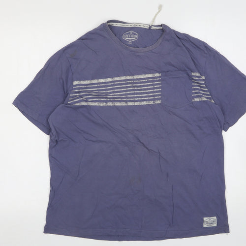 Life And Glory Mens Blue Striped Cotton  T-Shirt Size XL Round Neck