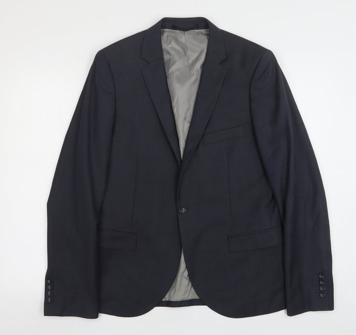 Topman Mens Blue  Wool Jacket Suit Jacket Size 40
