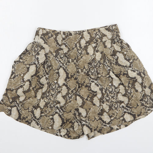 H&M Womens Green Animal Print Viscose Mom Shorts Size 8 L4 in Regular