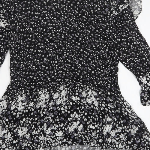 New Look Womens Black Floral Viscose A-Line  Size 10  Round Neck