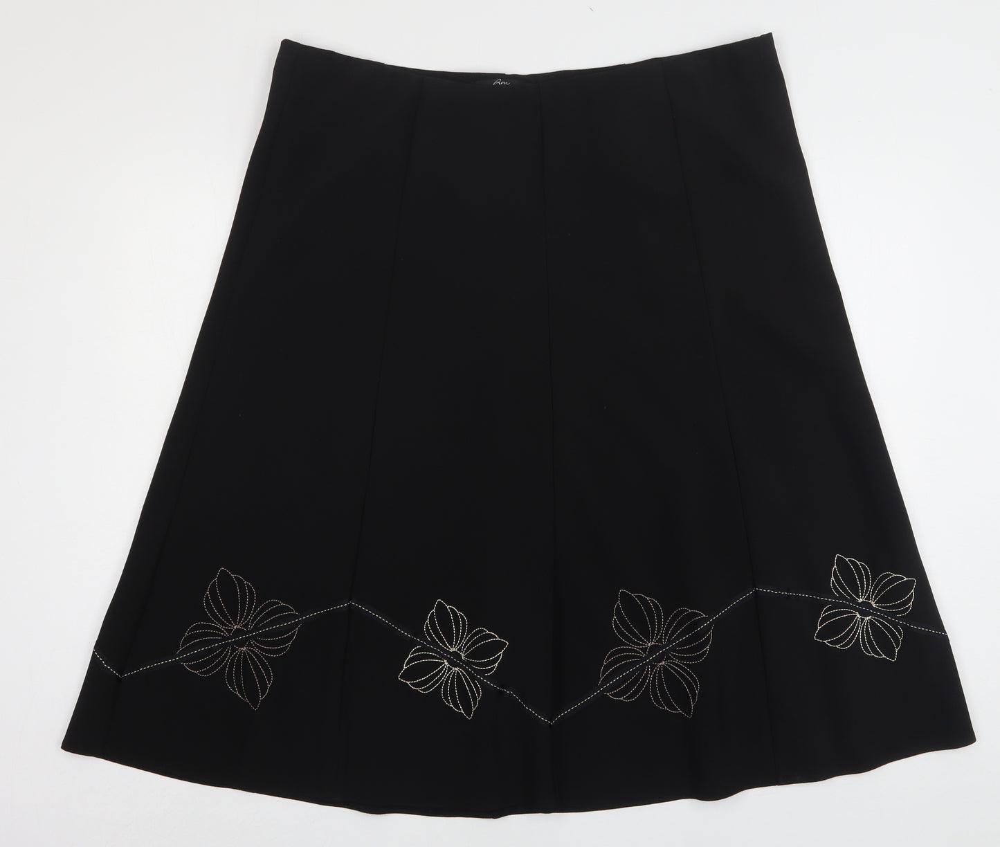 Bonmarché Womens Black Floral Polyester A-Line Skirt Size 20
