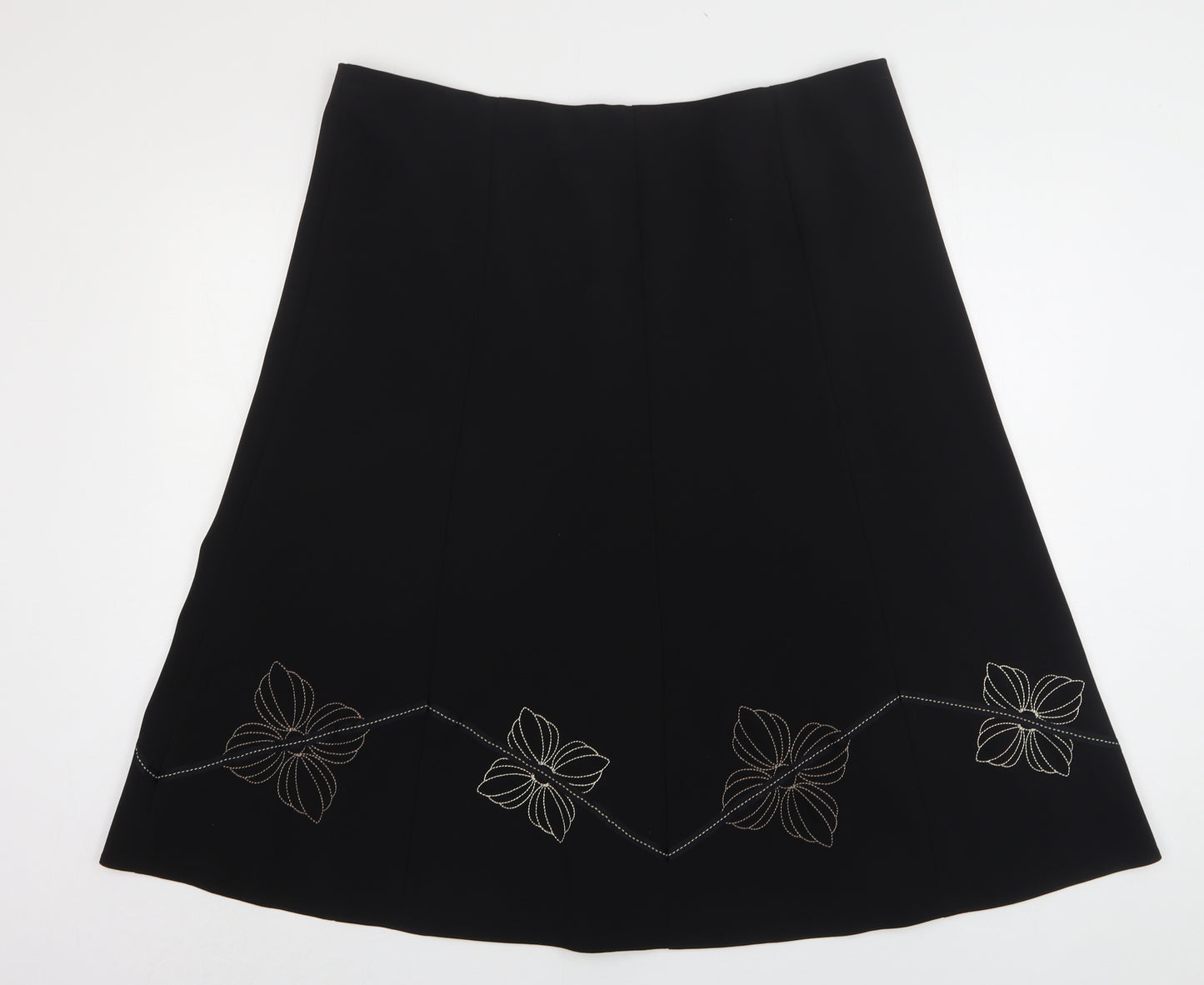 Bonmarché Womens Black Floral Polyester A-Line Skirt Size 20