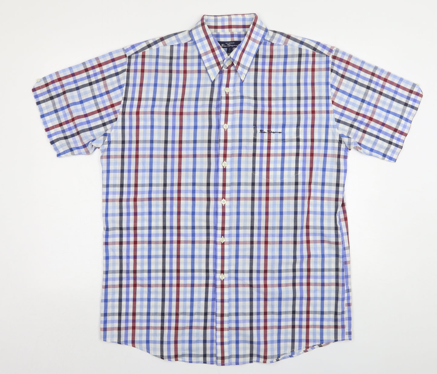 Ben Sherman  Mens Multicoloured Check Cotton  Button-Up Size L Collared