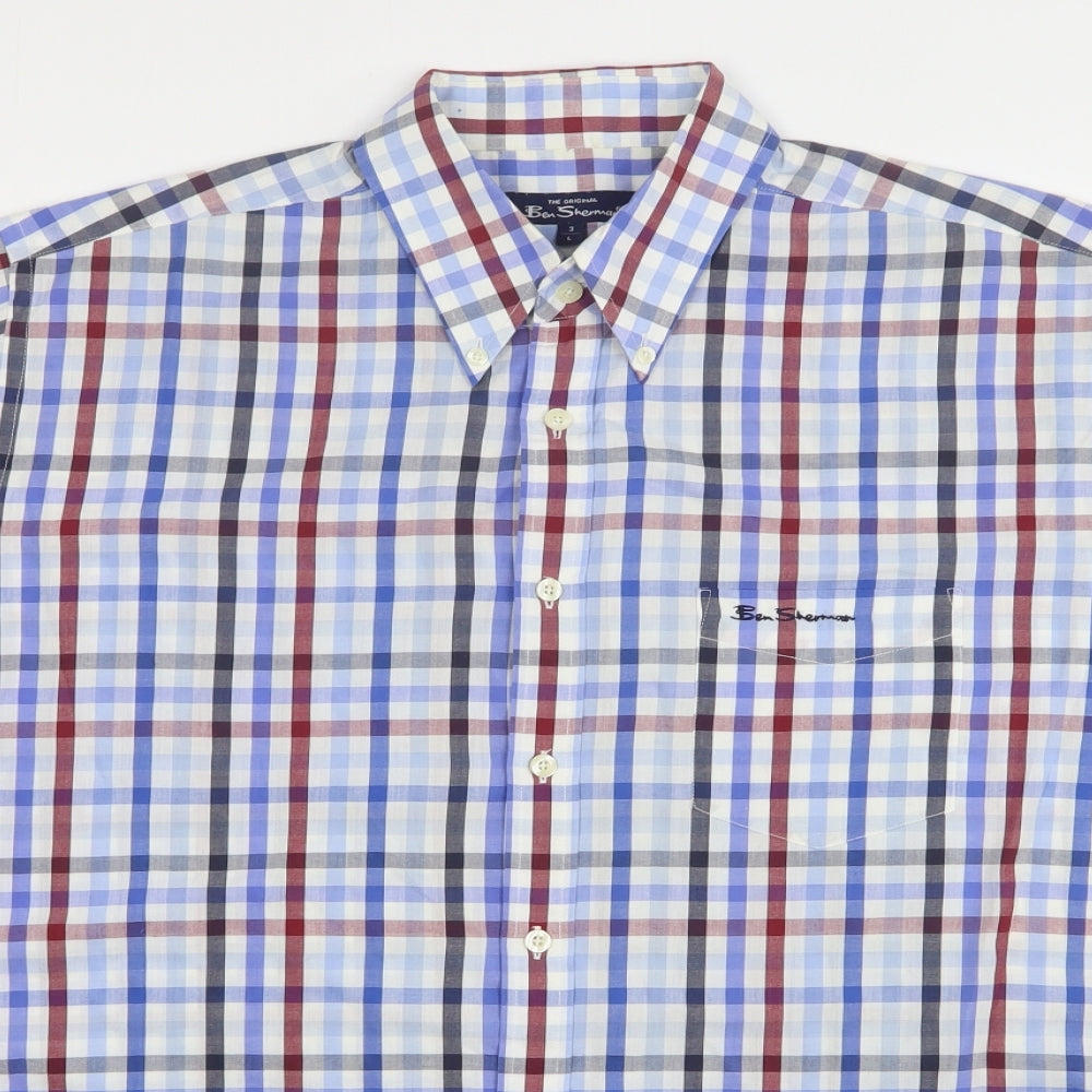 Ben Sherman  Mens Multicoloured Check Cotton  Button-Up Size L Collared
