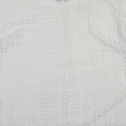 Peacocks Womens White Round Neck  Polyester Pullover Jumper Size 20
