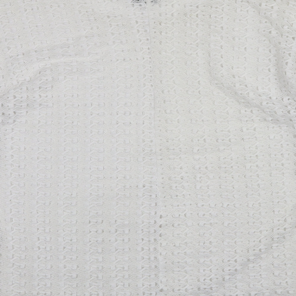 Peacocks Womens White Round Neck  Polyester Pullover Jumper Size 20