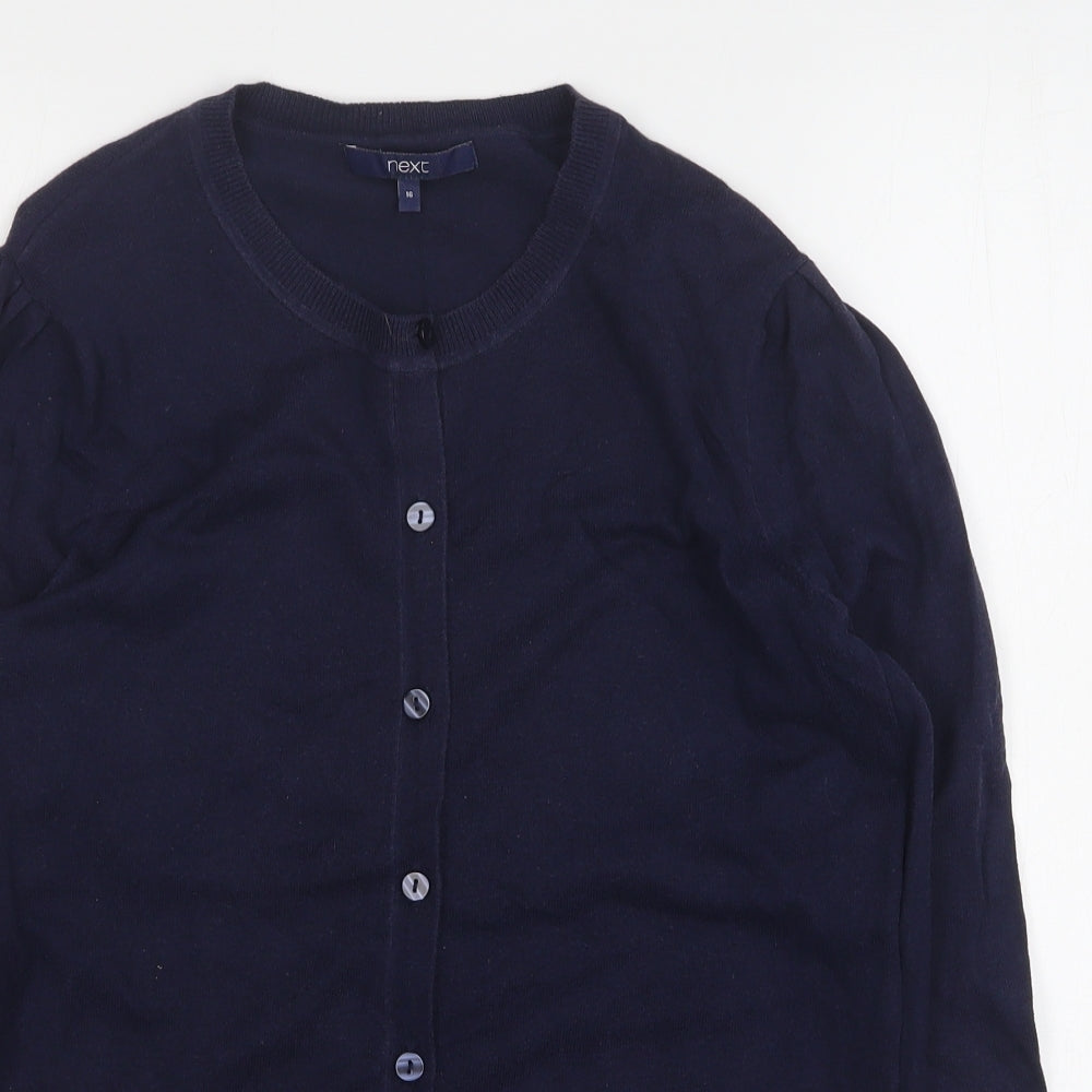 NEXT Womens Blue Round Neck  Cotton Cardigan Jumper Size 16