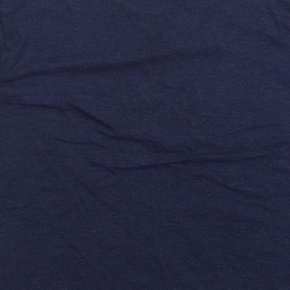 Maine New England Mens Blue Striped Cotton  T-Shirt Size L V-Neck