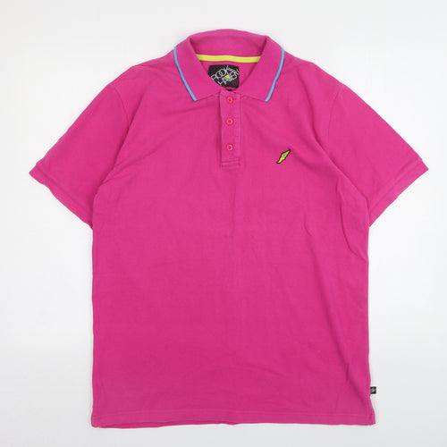 Brookhaven Mens Pink  Cotton  Polo Size L Collared