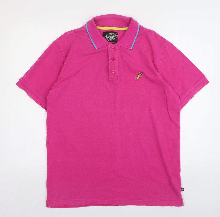 Brookhaven Mens Pink Cotton Polo Size L Collared