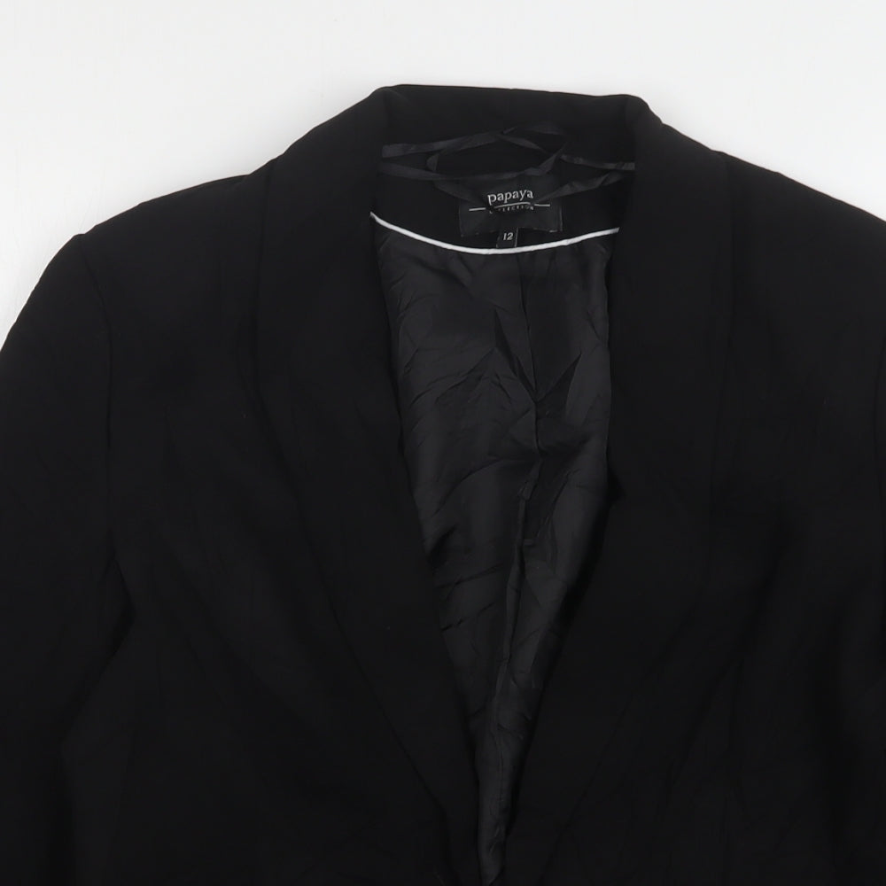 Papaya Womens Black  Polyester Jacket Suit Jacket Size 12