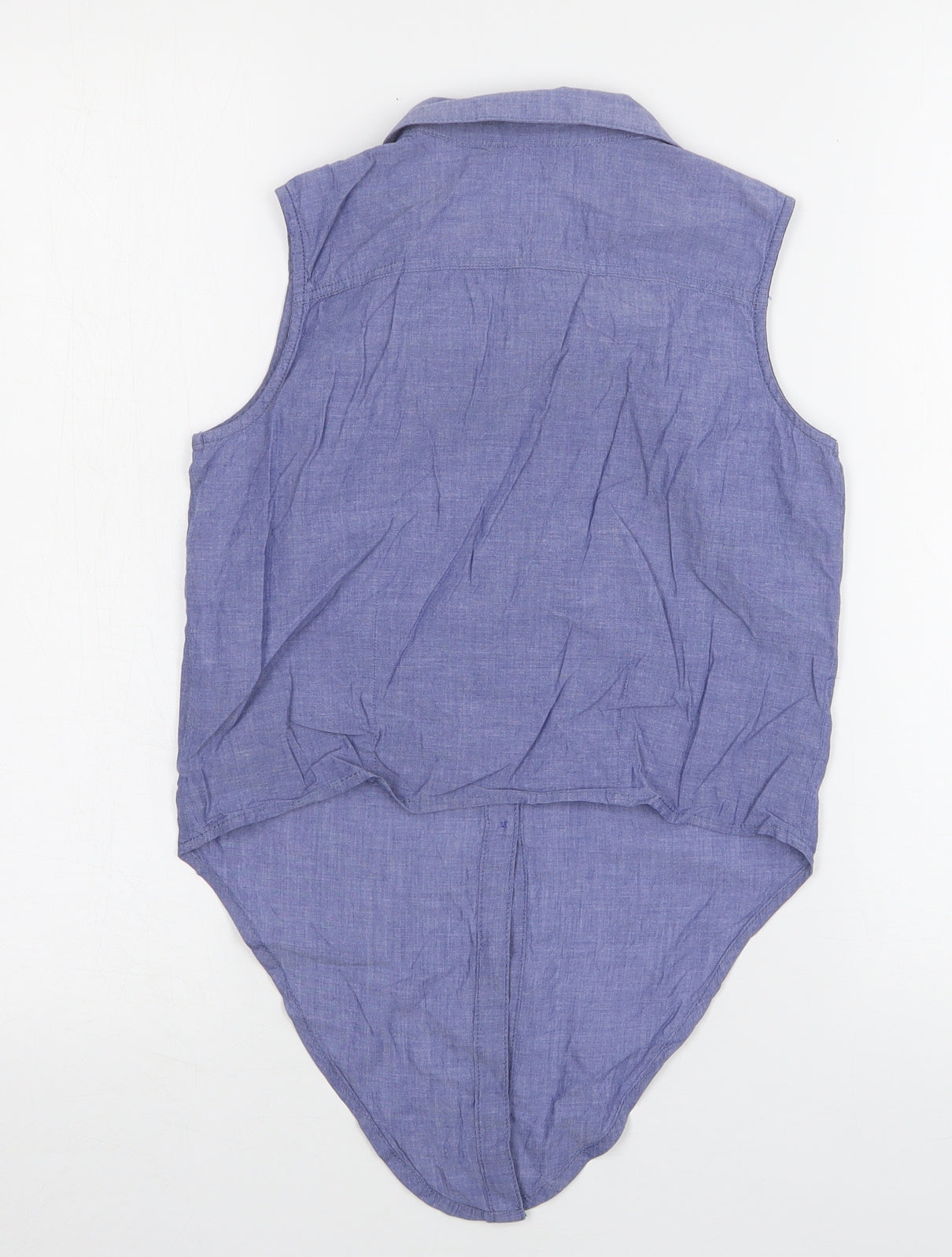 H&M Girls Blue  Cotton Basic Button-Up Size 11 Years Collared Button
