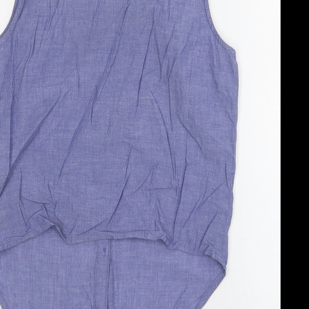 H&M Girls Blue  Cotton Basic Button-Up Size 11 Years Collared Button