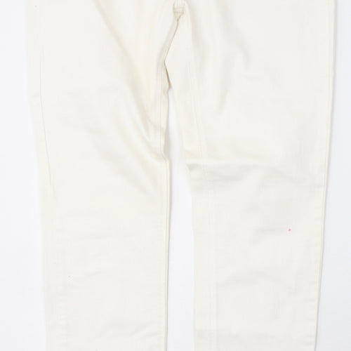 NEXT Womens White  Cotton Skinny Jeans Size 14 L31 in Regular Button
