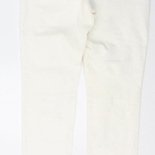NEXT Womens White  Cotton Skinny Jeans Size 14 L31 in Regular Button