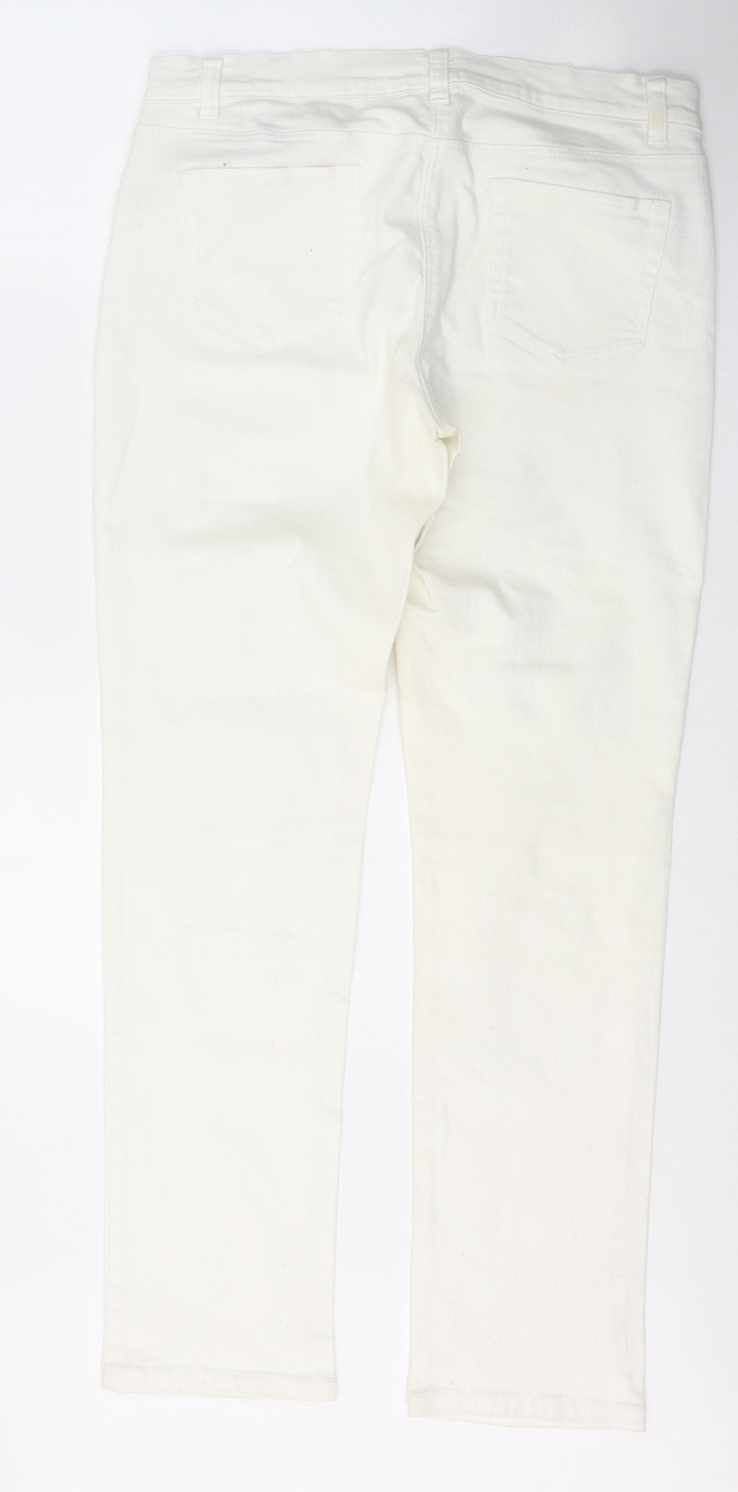 NEXT Womens White  Cotton Skinny Jeans Size 14 L31 in Regular Button
