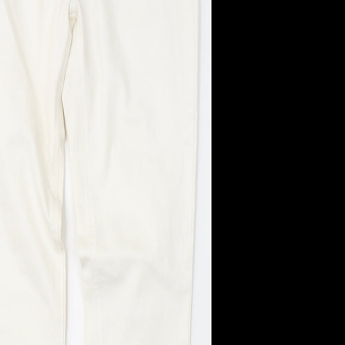 NEXT Womens White  Cotton Skinny Jeans Size 14 L31 in Regular Button