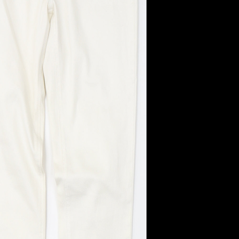 NEXT Womens White  Cotton Skinny Jeans Size 14 L31 in Regular Button