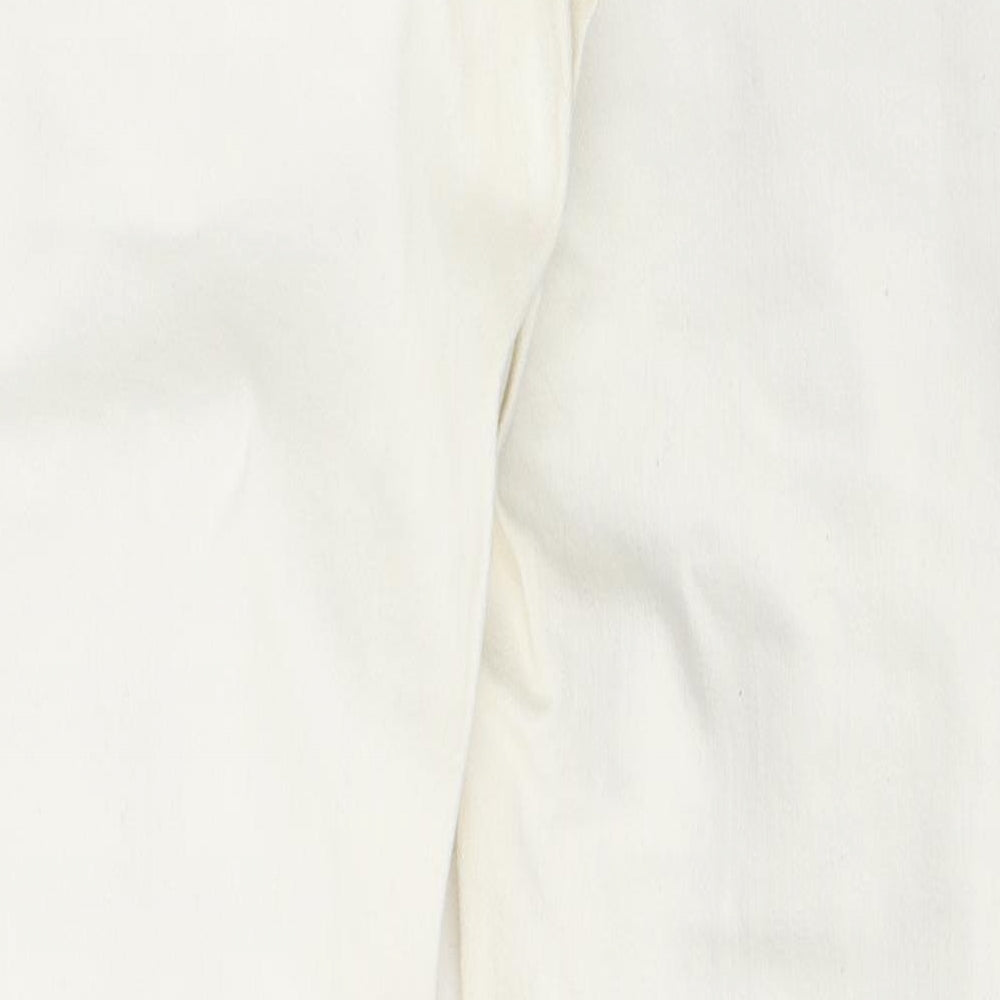NEXT Womens White  Cotton Skinny Jeans Size 14 L31 in Regular Button