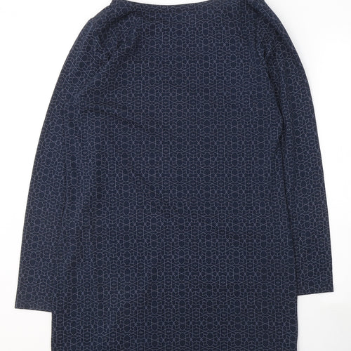 Plum Tree Womens Blue Geometric Polyester Jumper Dress  Size 12  Round Neck Pullover