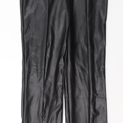 PRETTYLITTLETHING Womens Black  Polyester Trousers  Size 4 L35 in Regular  - low side slit