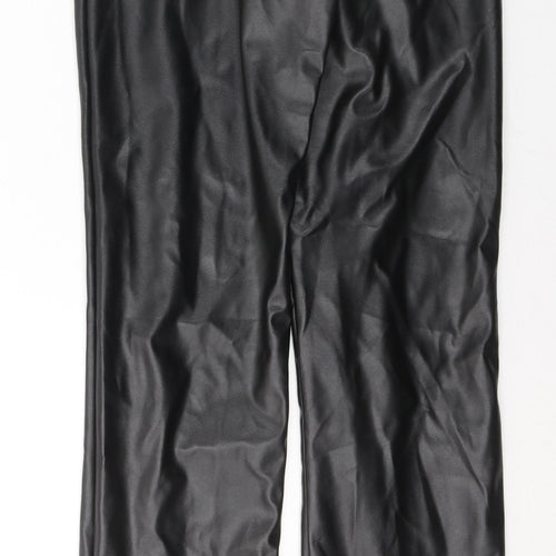 PRETTYLITTLETHING Womens Black  Polyester Trousers  Size 4 L35 in Regular  - low side slit
