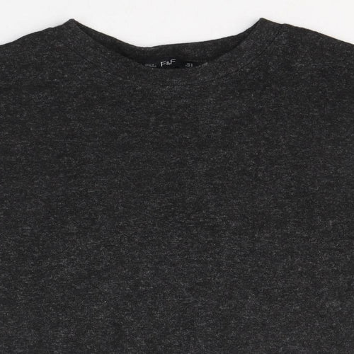 F&F Womens Grey  Polyester Jersey T-Shirt Size 8 Round Neck