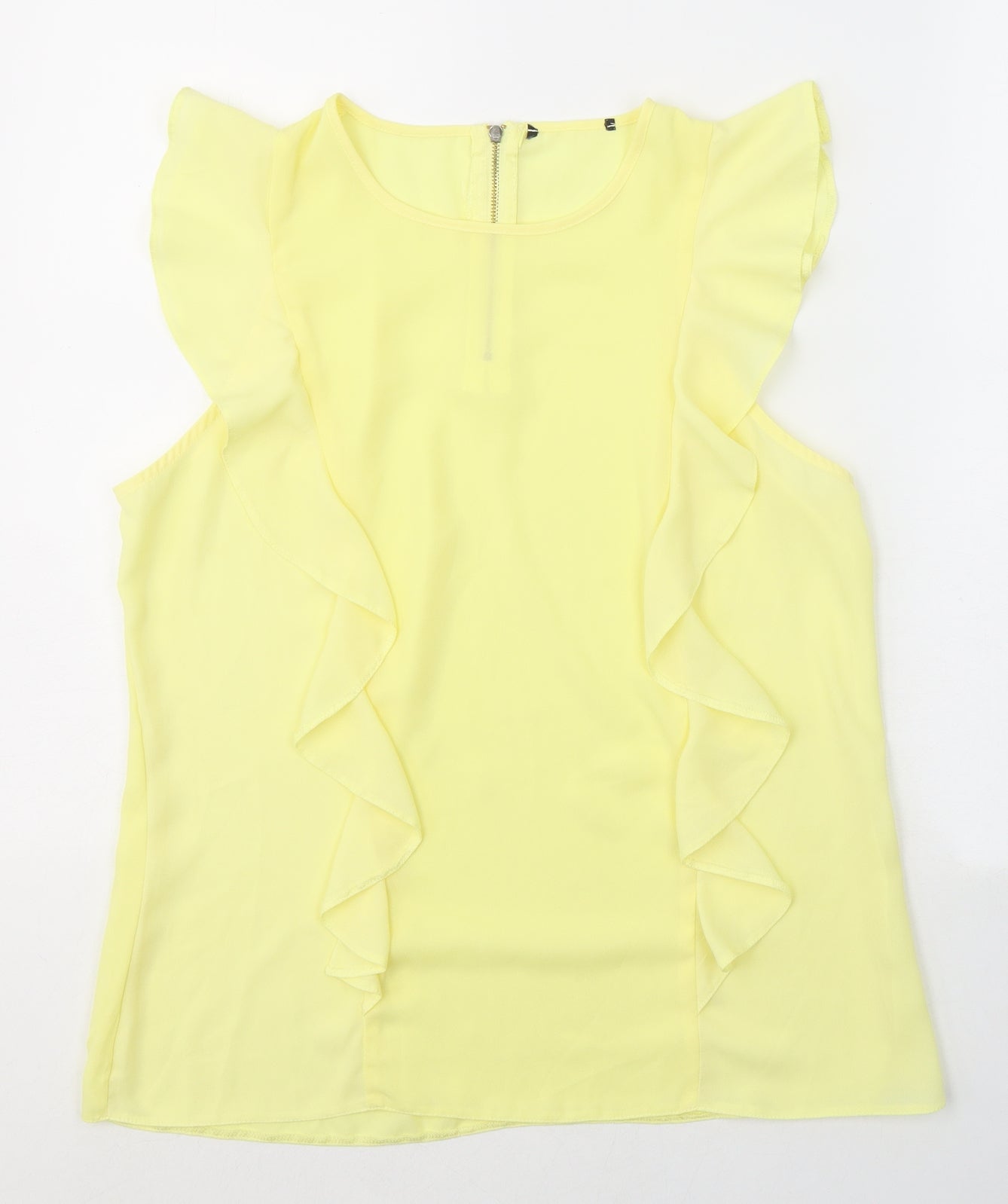 Preworn Womens Yellow  Polyester Basic Blouse Size M Round Neck