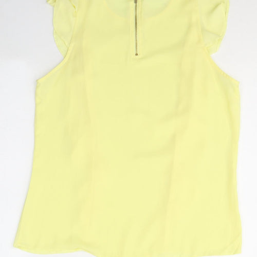 Preworn Womens Yellow  Polyester Basic Blouse Size M Round Neck