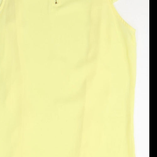 Preworn Womens Yellow  Polyester Basic Blouse Size M Round Neck