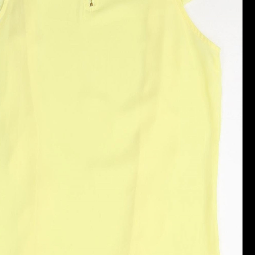 Preworn Womens Yellow  Polyester Basic Blouse Size M Round Neck