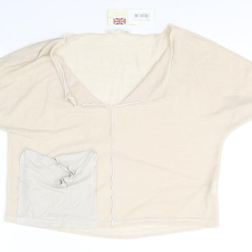Onelife Womens Beige  Viscose Jersey T-Shirt Size S V-Neck