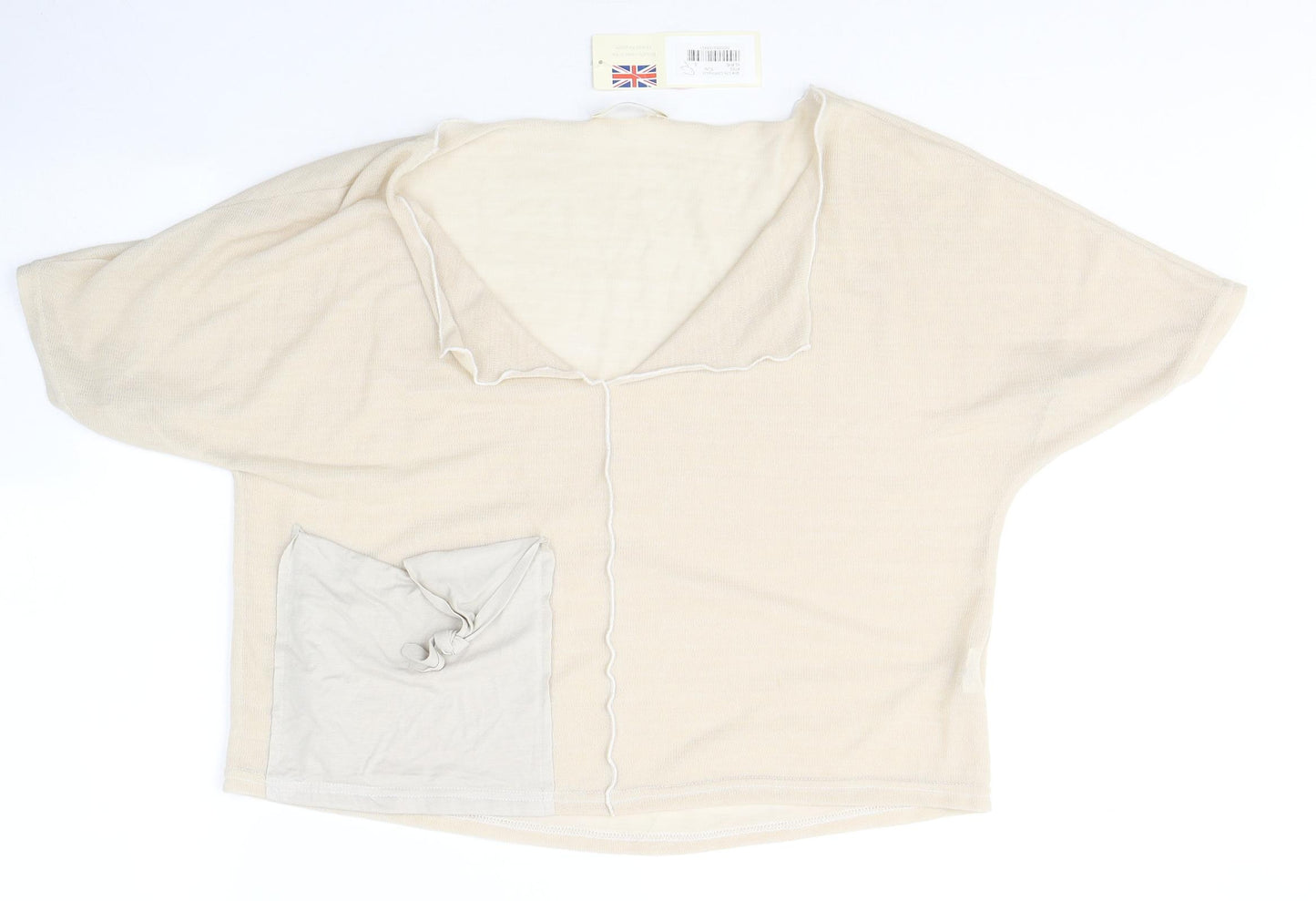Onelife Womens Beige  Viscose Jersey T-Shirt Size S V-Neck
